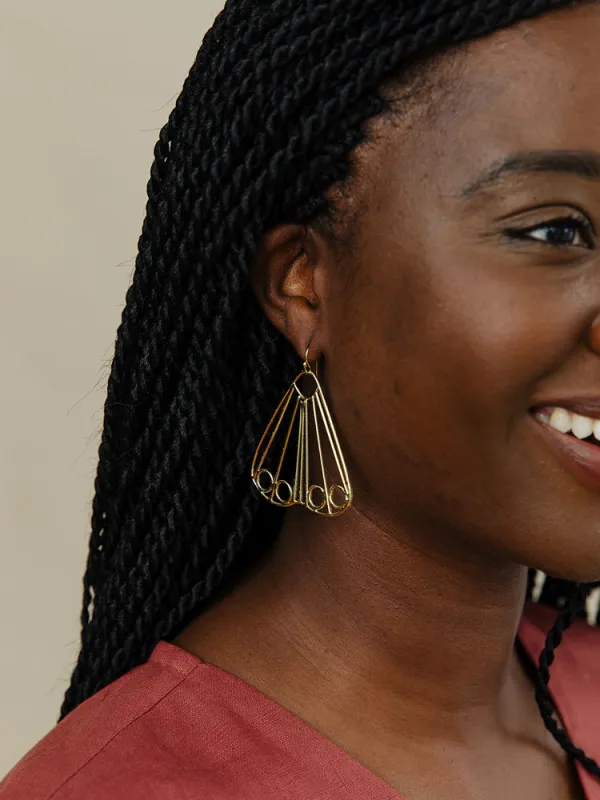 Wire Wing Earrings - Gold made by Mata Traders