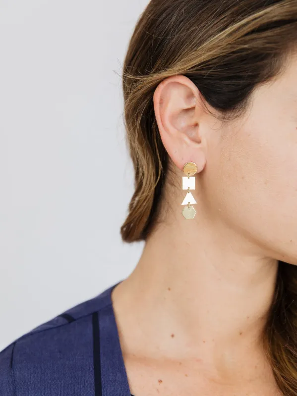 Geometry Dangle Studs - Gold sold by Mata Traders