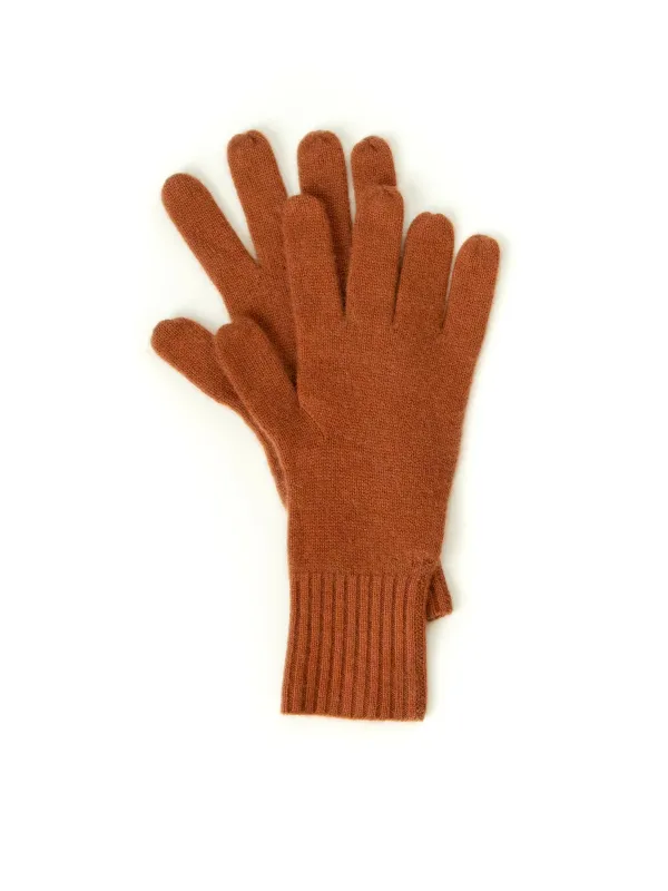 Cashmere Gloves - Rust Cashmere sold by Mata Traders