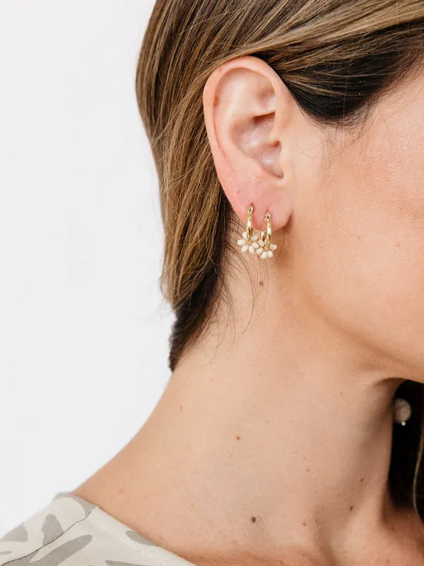Floral Micro Hoop Earrings - Gold made by Mata Traders