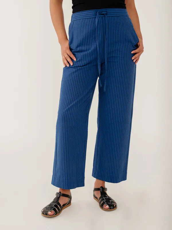 Emmy Drawstring Pant - Cerulean Stripe made by Mata Traders