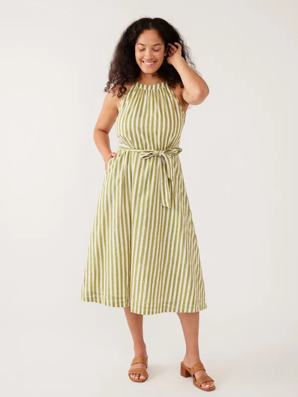 Miranda Dress Green Stripe sold by Mata Traders