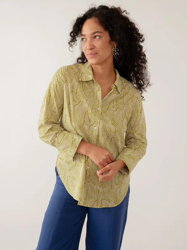 Mae Oversized Top - Waves Green made by Mata Traders