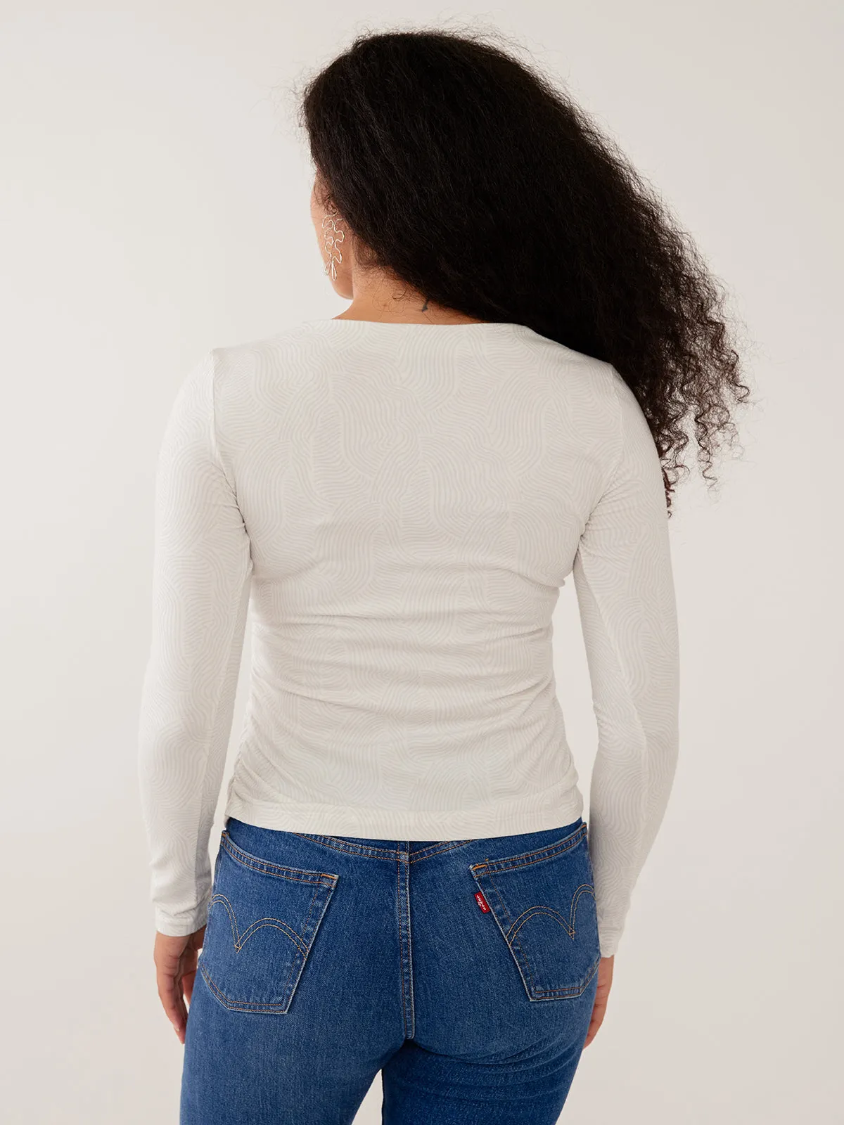 Jane Long Sleeve Top - White Waves Jersey sold by Mata Traders product image thumbnail 4