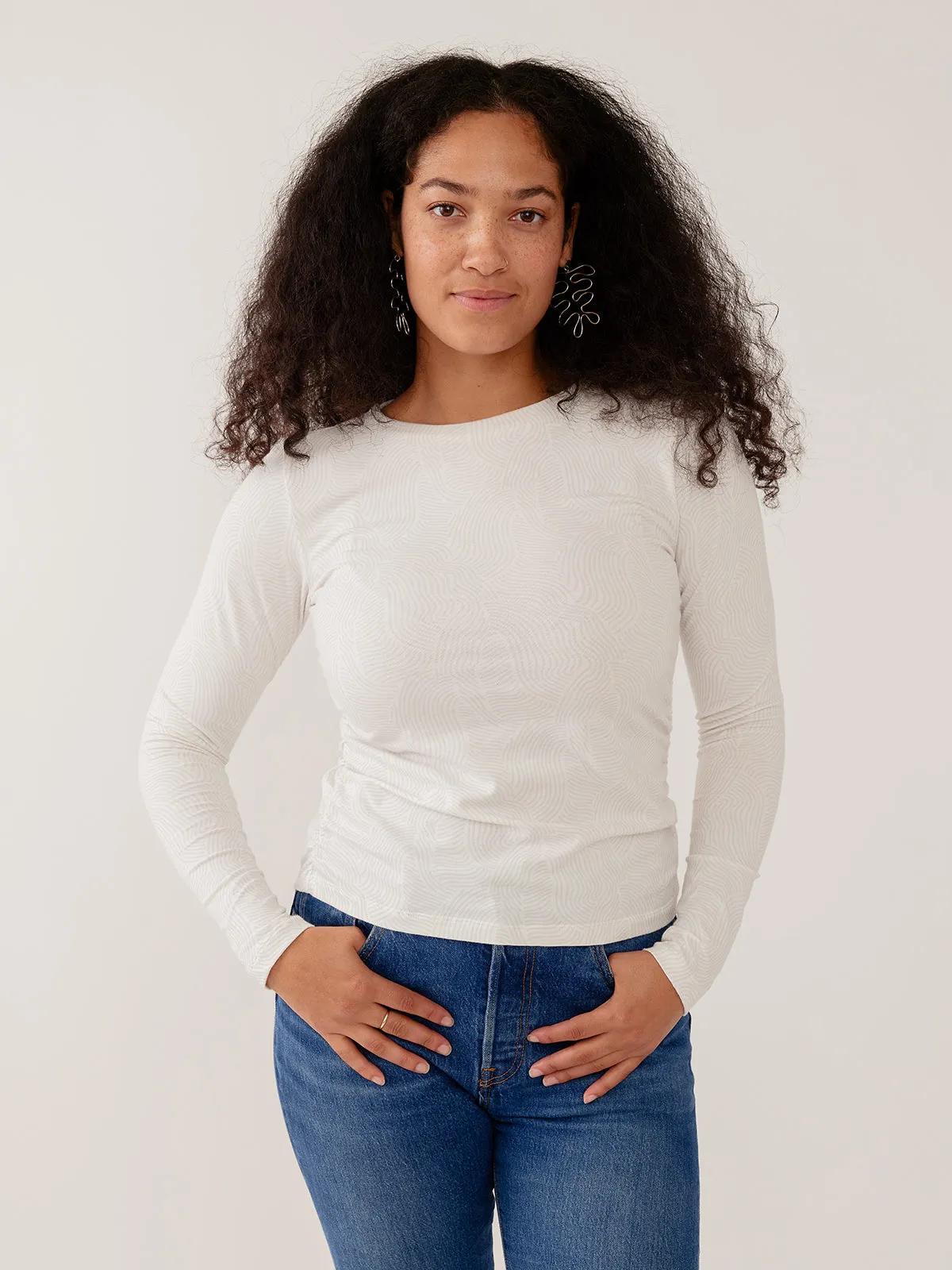 Jane Long Sleeve Top - White Waves Jersey sold by Mata Traders product image thumbnail 2