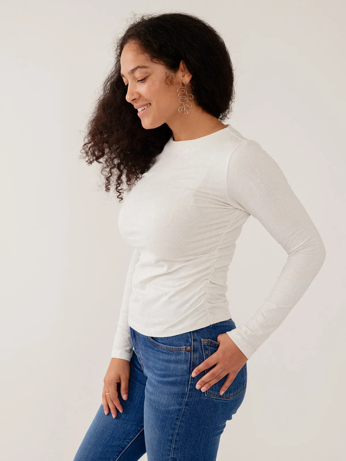 Jane Long Sleeve Top - White Waves Jersey sold by Mata Traders product image thumbnail 3