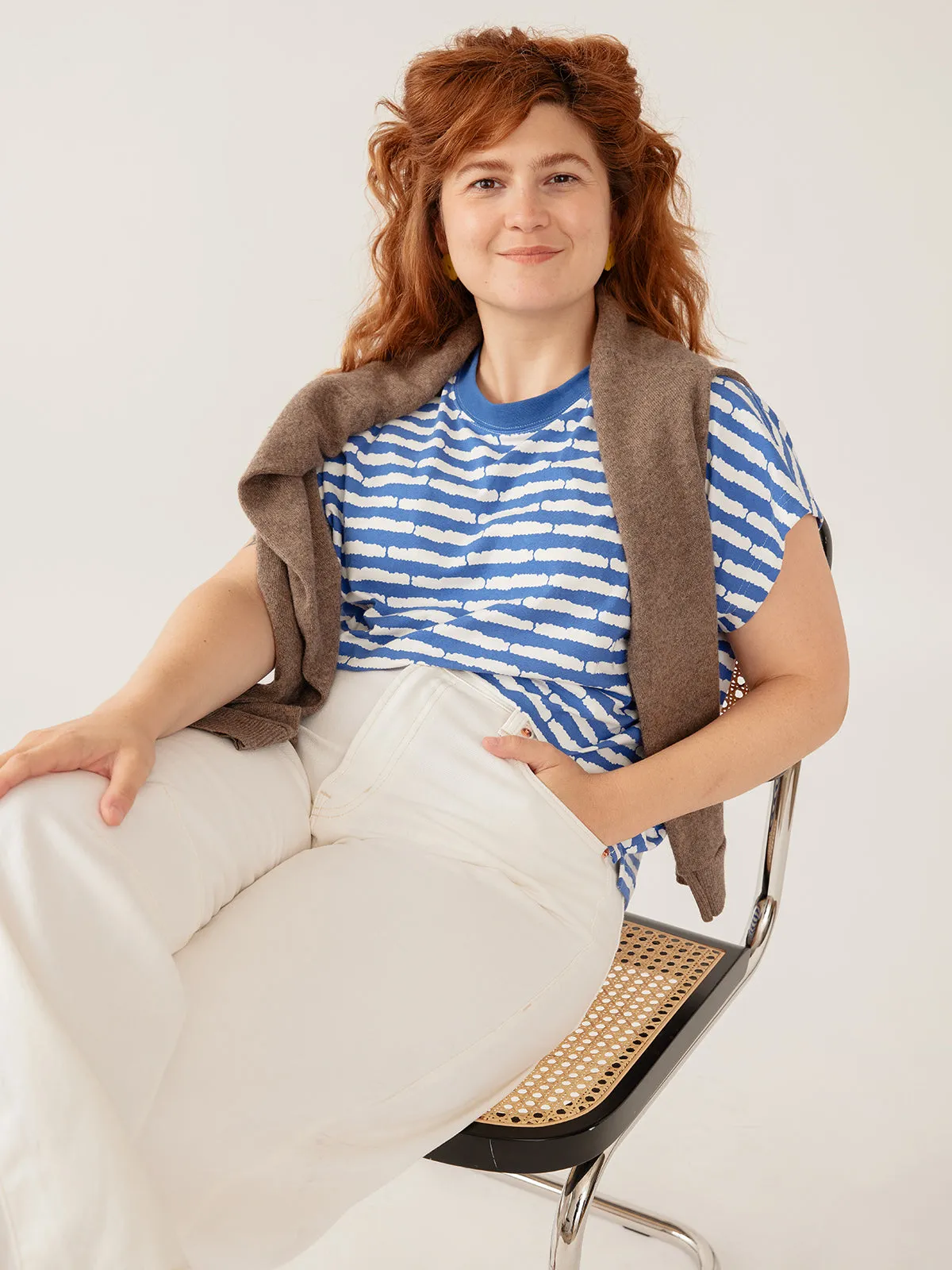 Caitlin Top - Cobalt Split Stripe sold by Mata Traders product image thumbnail 2