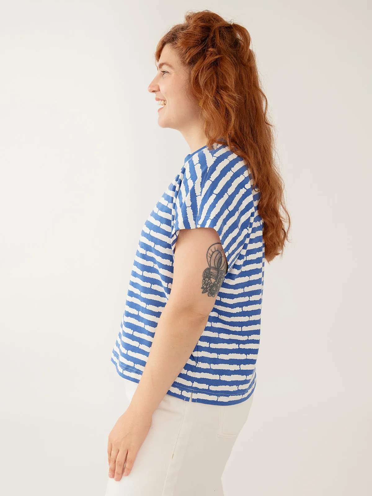 Caitlin Top - Cobalt Split Stripe sold by Mata Traders product image thumbnail 4