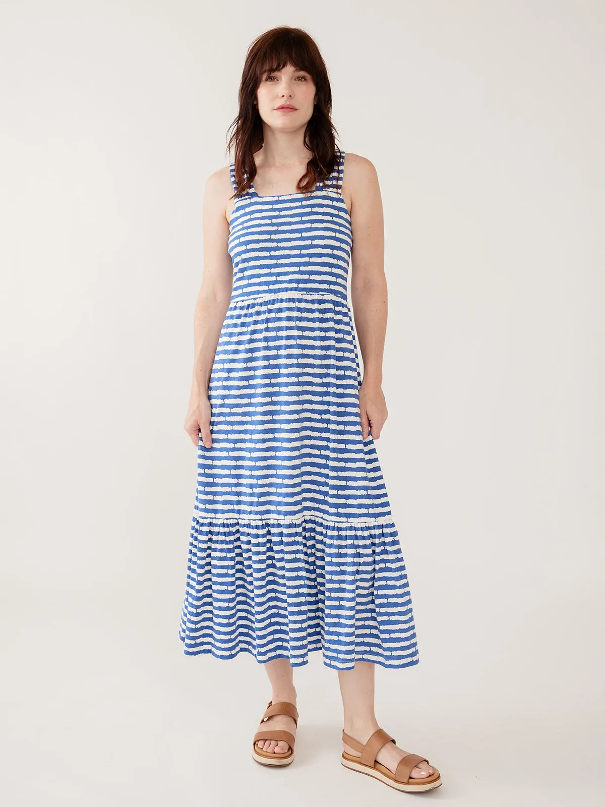 Opal Dress - Cobalt Split Stripe sold by Mata Traders