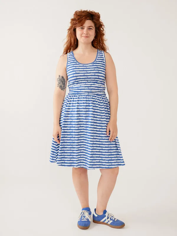 Asheville Dress - Cobalt Split Stripe made by Mata Traders