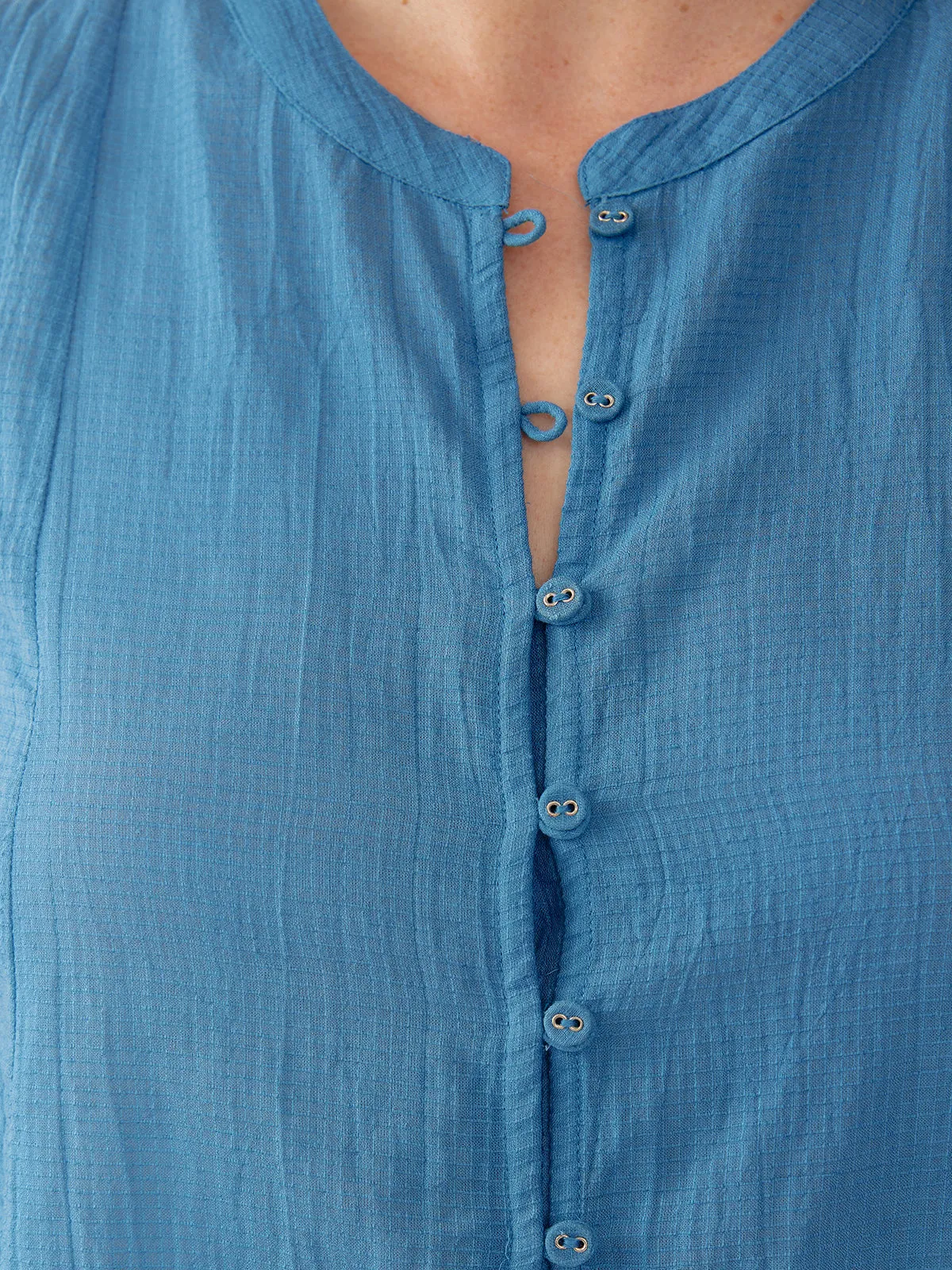 Chloe Top - Cerulean Textured Check sold by Mata Traders product image thumbnail 2