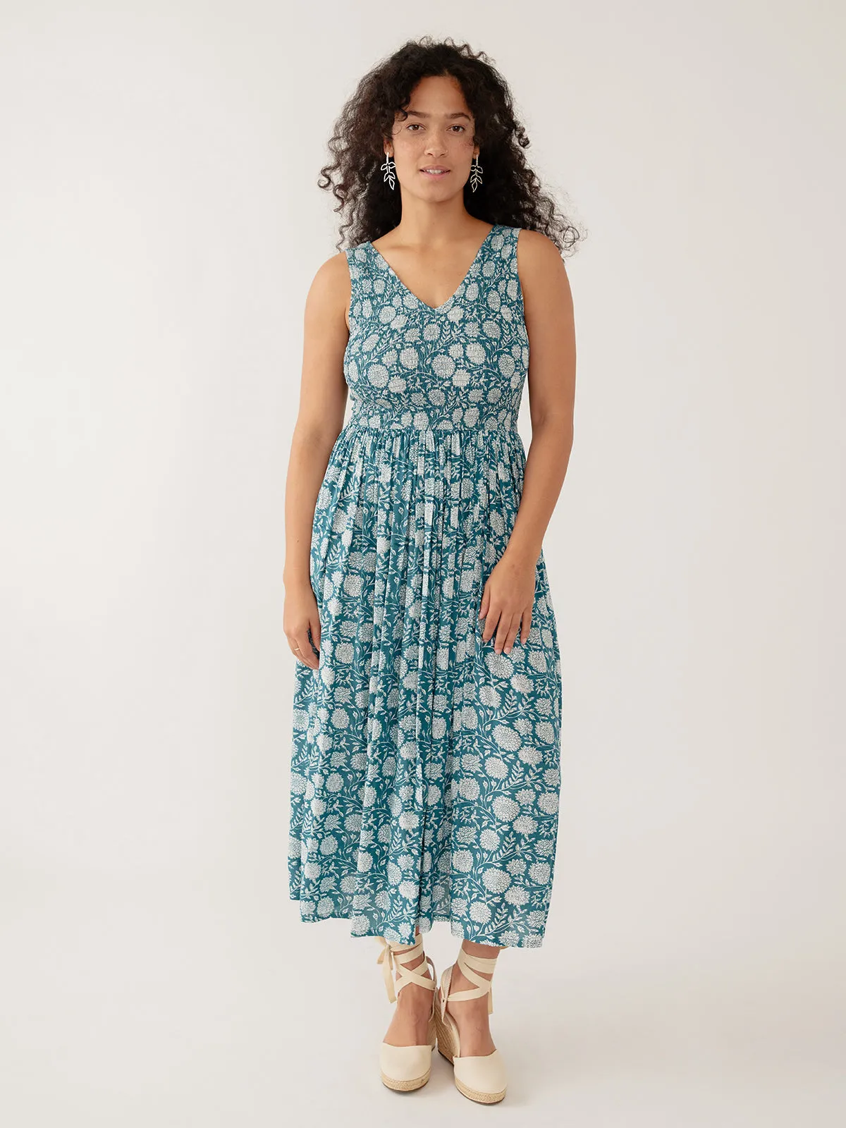 Lily V-Neck Sleeveless Dress - Teal Modal sold by Mata Traders
