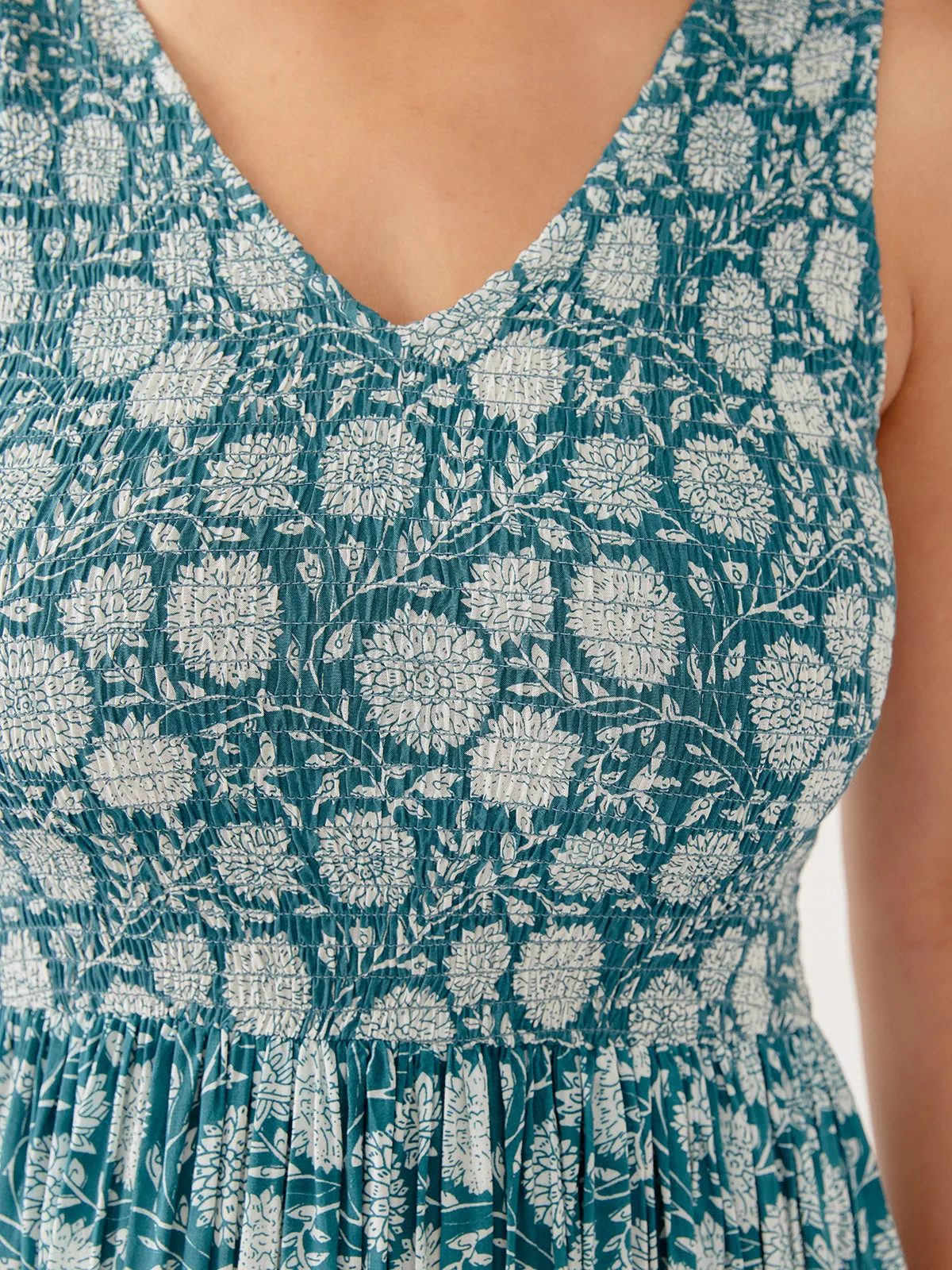 Lily V-Neck Sleeveless Dress - Teal Modal sold by Mata Traders product image thumbnail 2