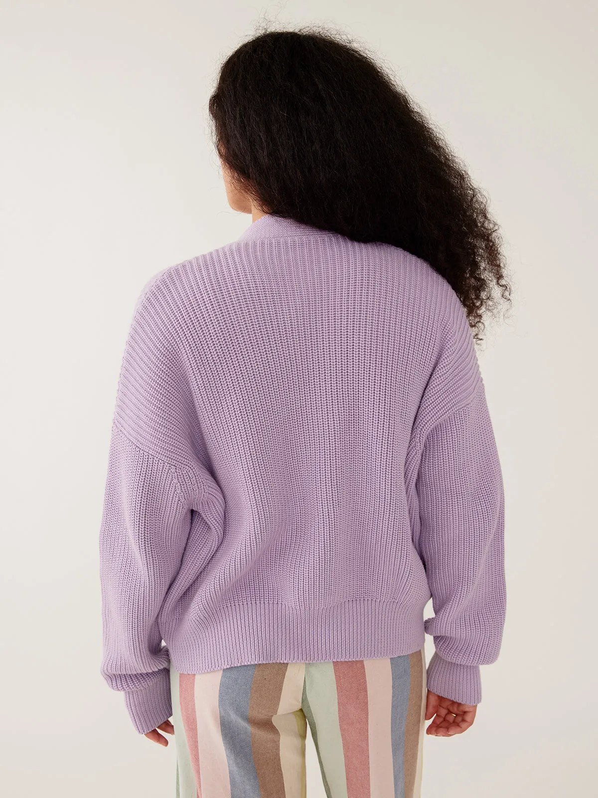 Fisherman Cardigan - Lilac Cotton sold by Mata Traders product image thumbnail 4