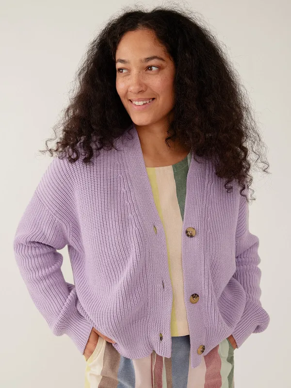 Fisherman Cardigan - Lilac Cotton made by Mata Traders