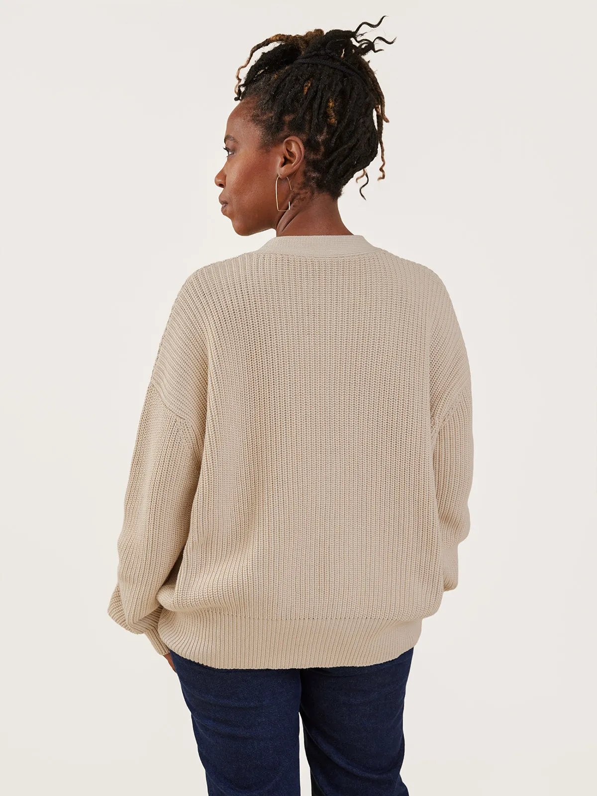 Fisherman Cardigan - Ivory Cotton sold by Mata Traders product image thumbnail 3