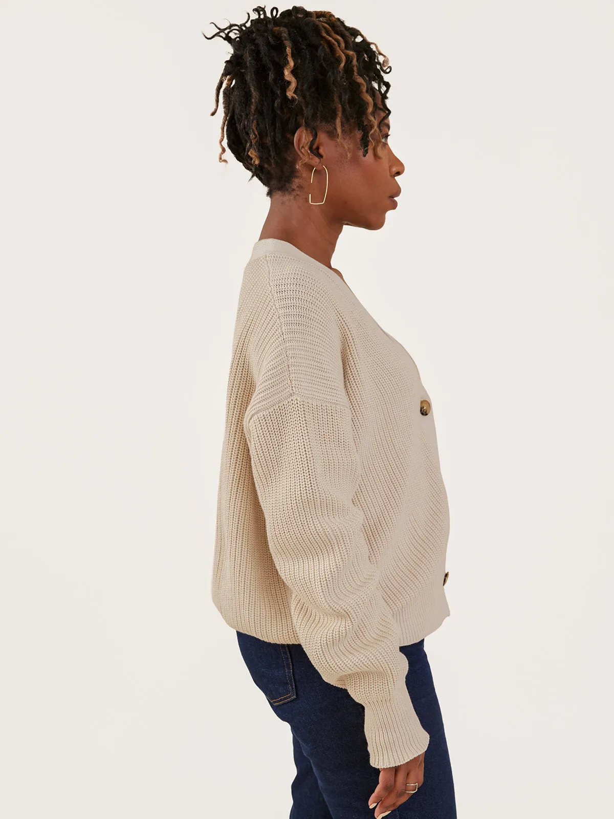 Fisherman Cardigan - Ivory Cotton sold by Mata Traders product image thumbnail 2