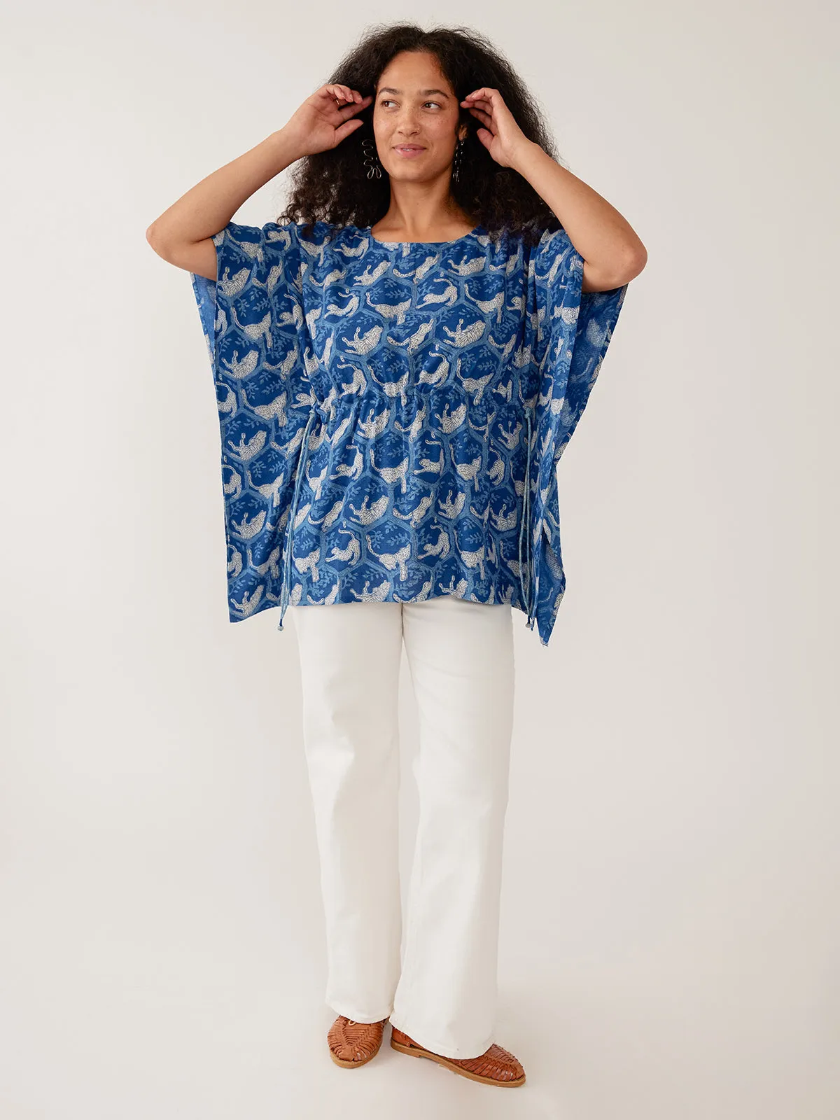 Darcey Kaftan Top - Indigo Tiger Nap Textured Dobby sold by Mata Traders product image thumbnail 5