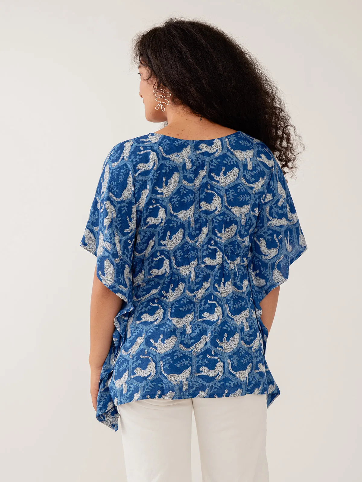 Darcey Kaftan Top - Indigo Tiger Nap Textured Dobby sold by Mata Traders product image thumbnail 3
