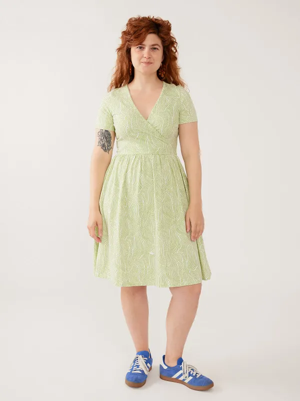 Izzy Wrap Dress - Pear Waves Jersey made by Mata Traders