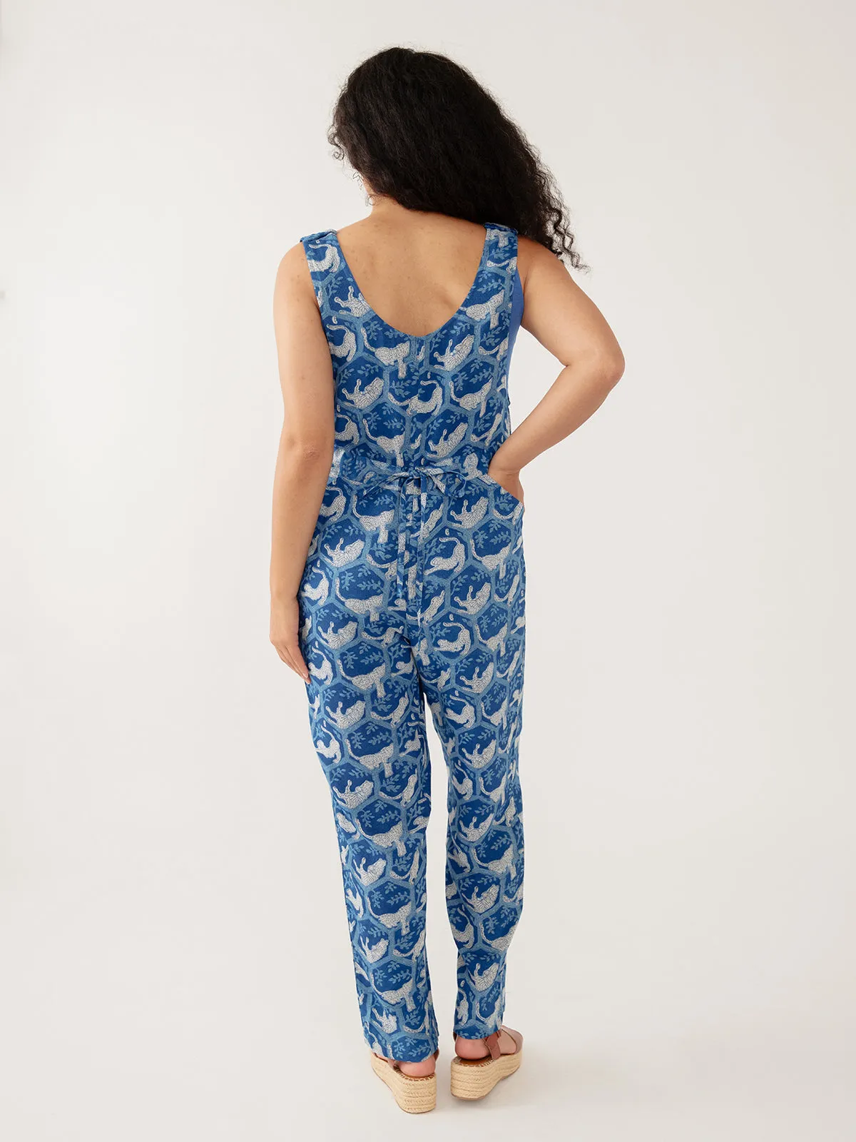 Julia Jumpsuit - Indigo Tiger Nap Textured Dobby sold by Mata Traders product image thumbnail 4