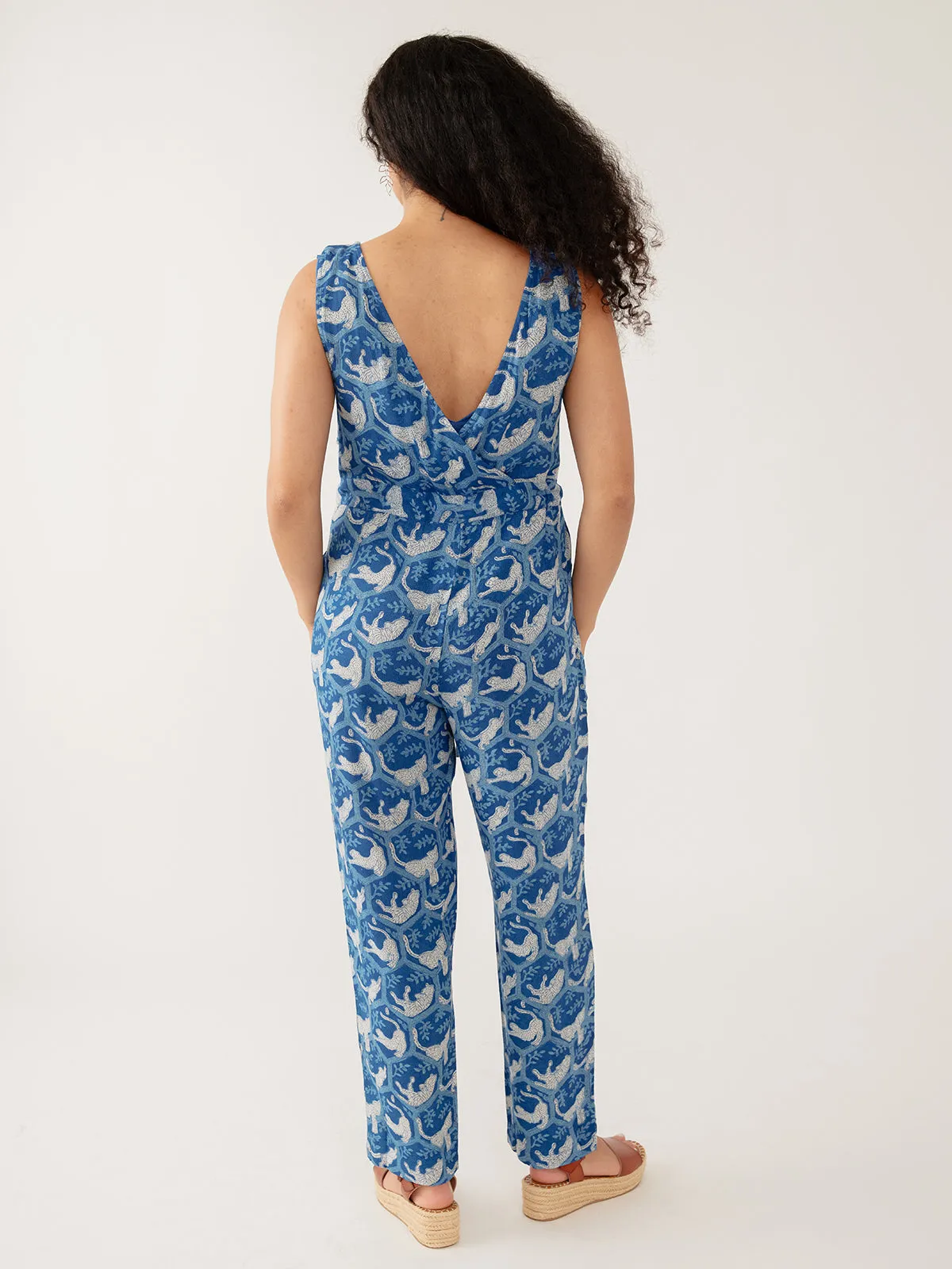 Julia Jumpsuit - Indigo Tiger Nap Textured Dobby sold by Mata Traders product image thumbnail 5