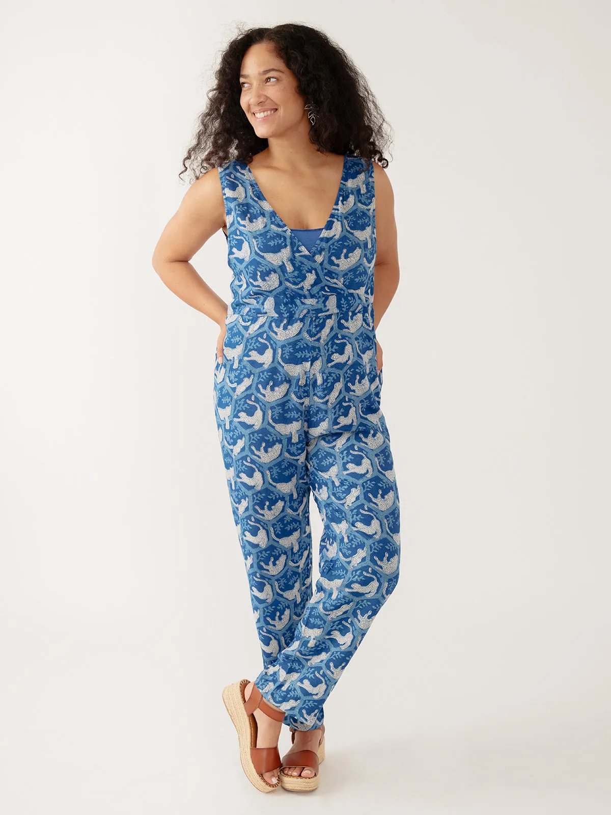 Julia Jumpsuit - Indigo Tiger Nap Textured Dobby sold by Mata Traders product image thumbnail 3