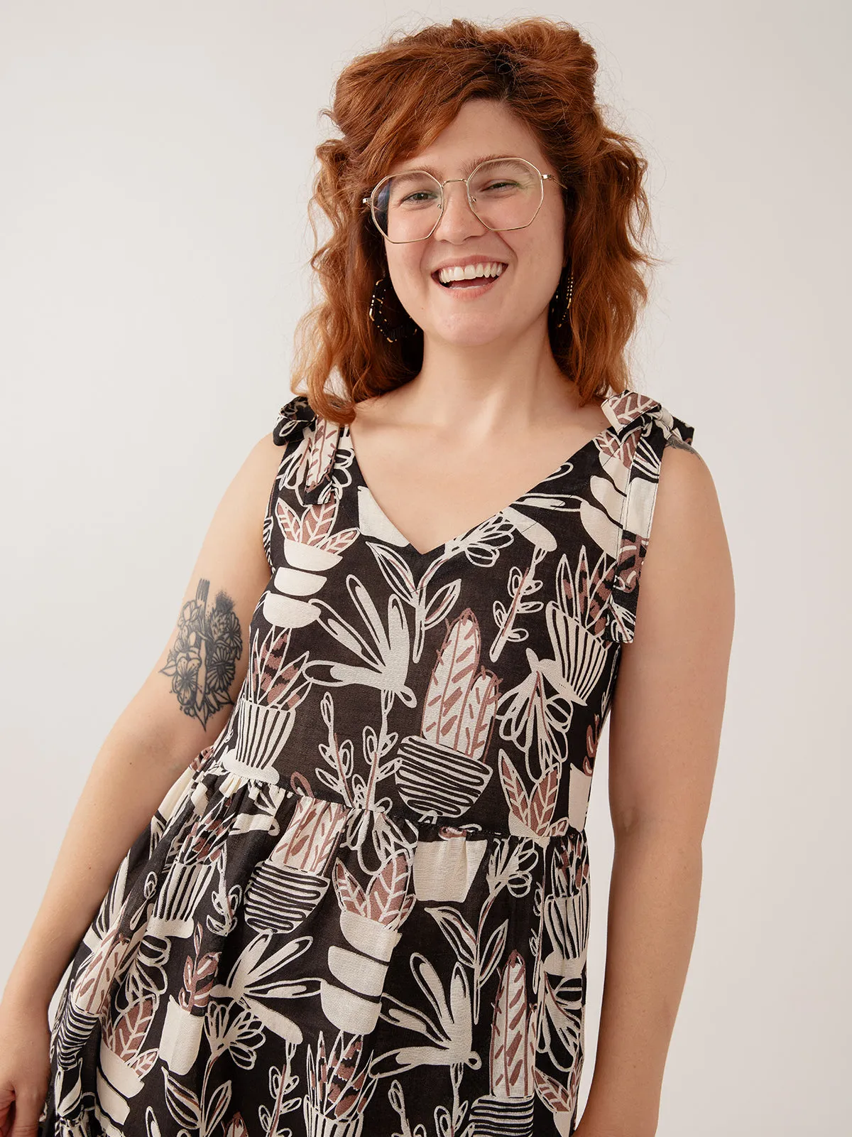 Lorelei Tiered Dress - Neutral Cacti sold by Mata Traders product image thumbnail 3