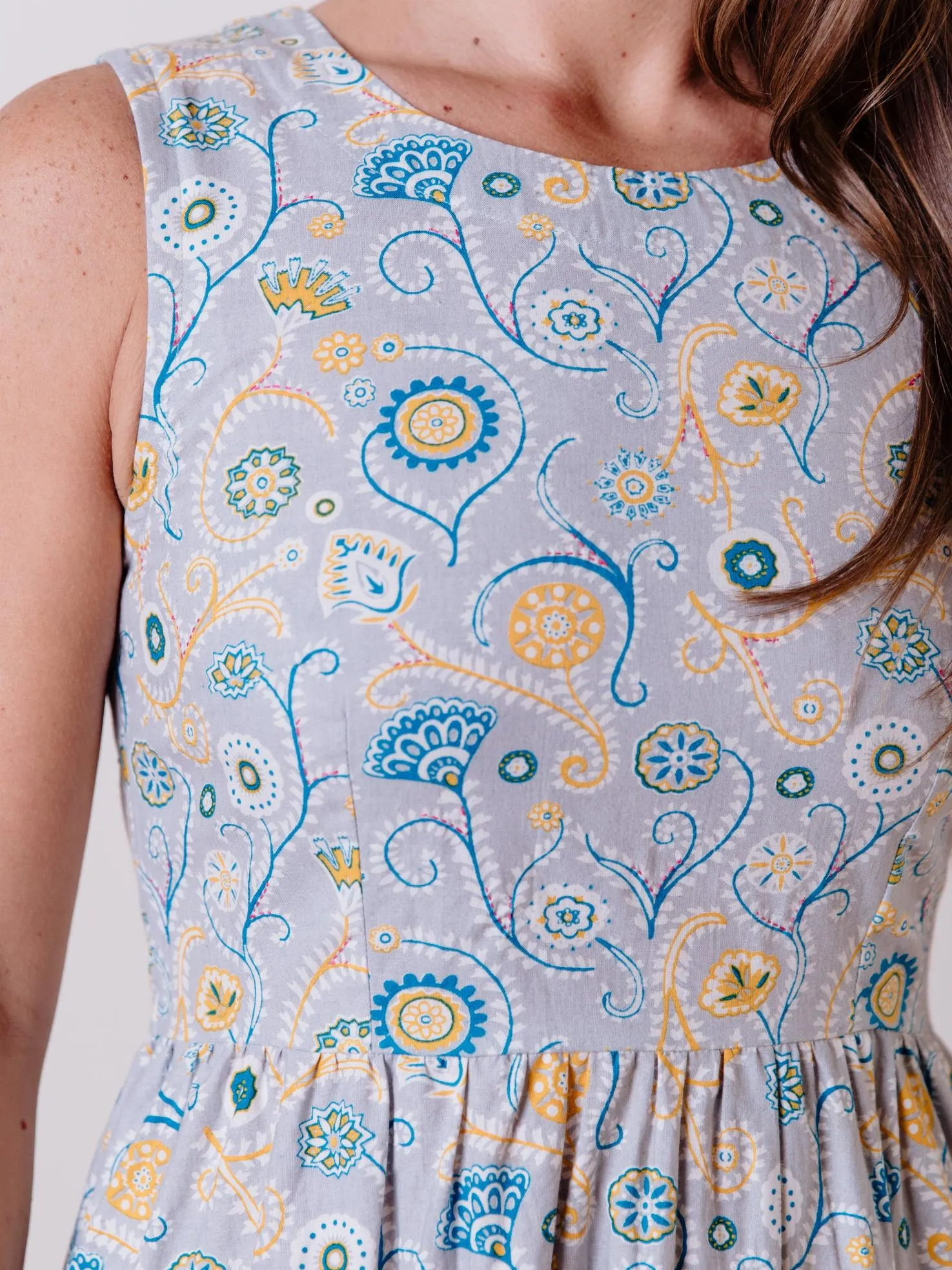 Sydney Sleeveless Midi Dress - Blue Suzani sold by Mata Traders product image thumbnail 4