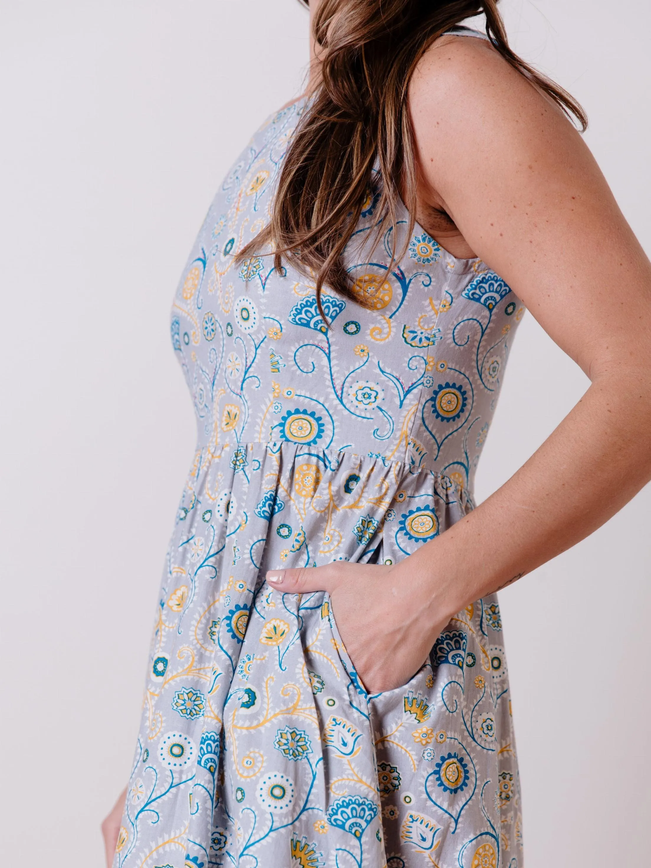 Sydney Sleeveless Midi Dress - Blue Suzani sold by Mata Traders product image thumbnail 3