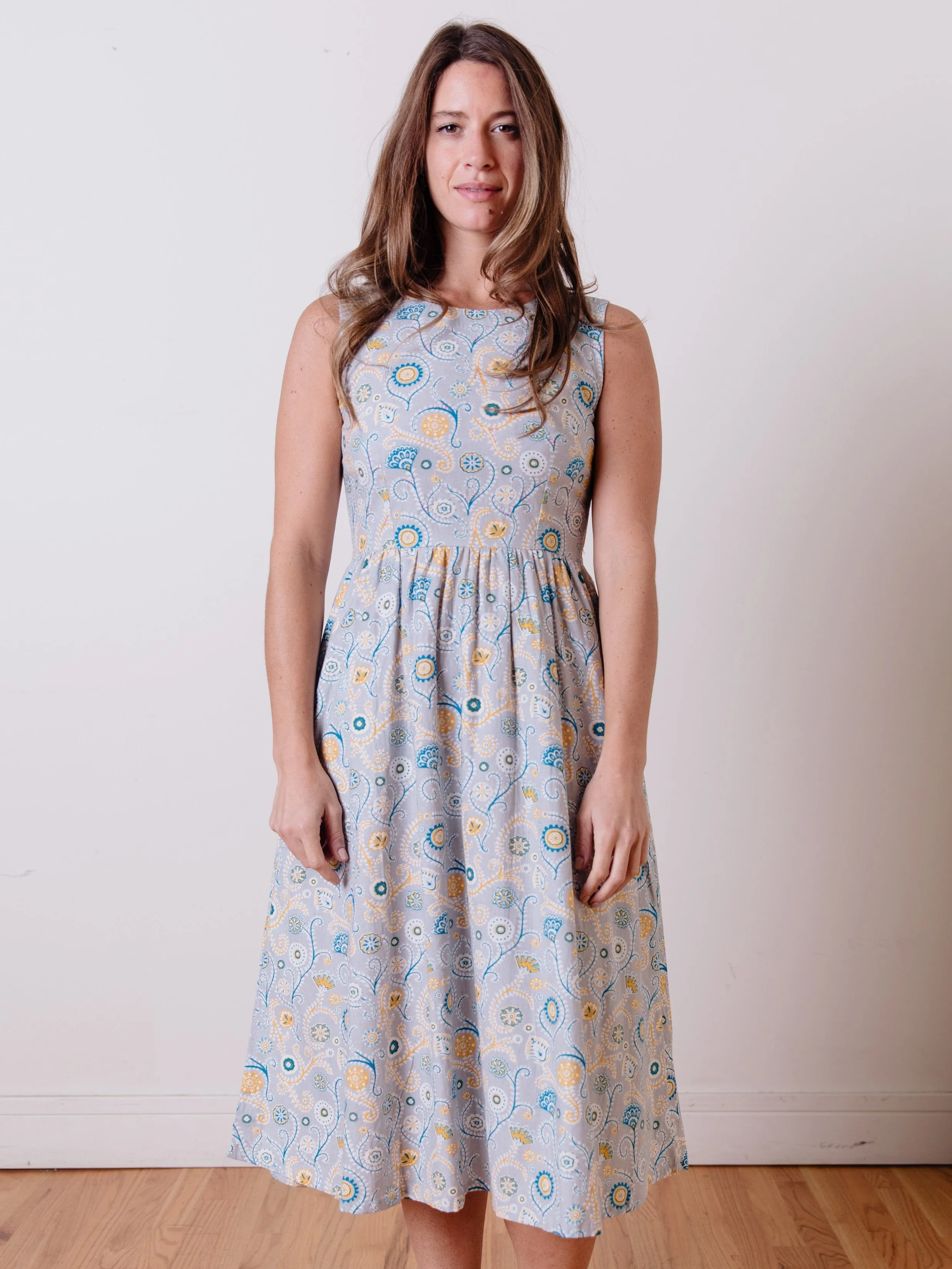 Sydney Sleeveless Midi Dress - Blue Suzani sold by Mata Traders
