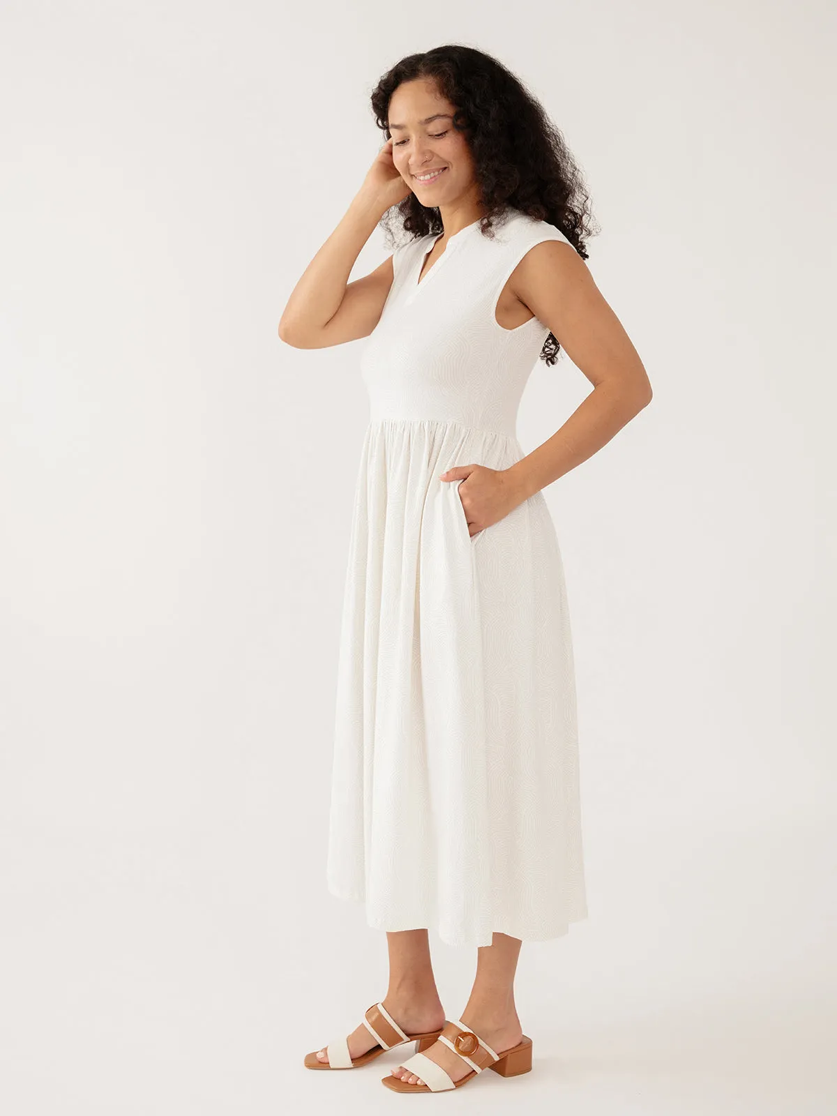 Claudia Dress - White Waves Jersey sold by Mata Traders product image thumbnail 3