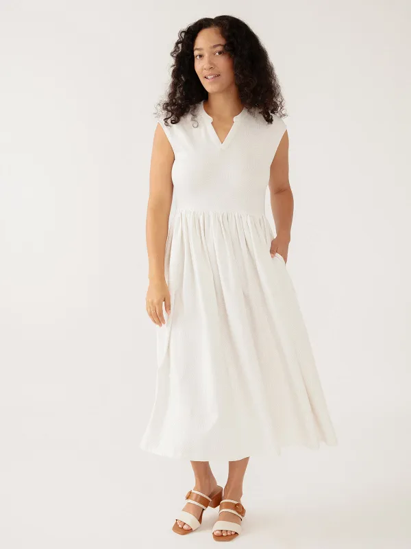 Claudia Dress - White Waves Jersey made by Mata Traders