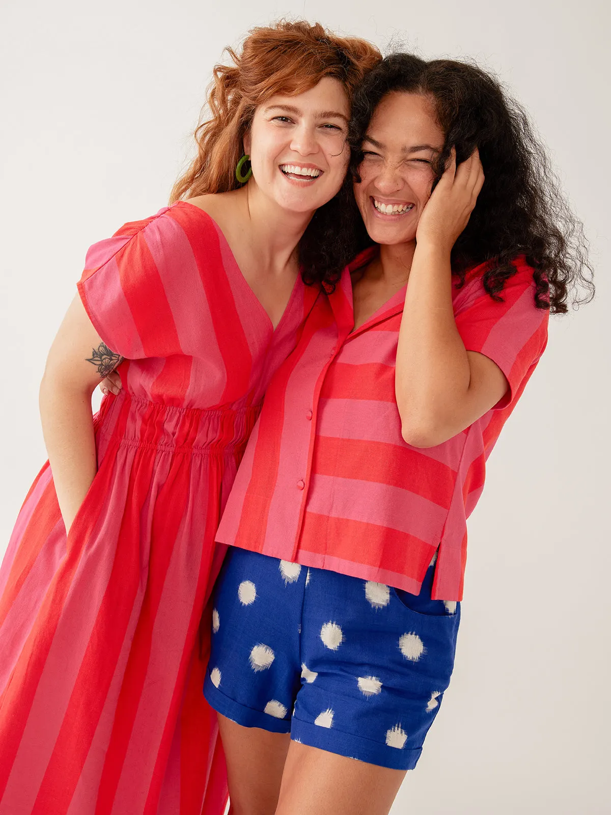 Camp Shirt - Pink Red Linen Cotton sold by Mata Traders product image thumbnail 3