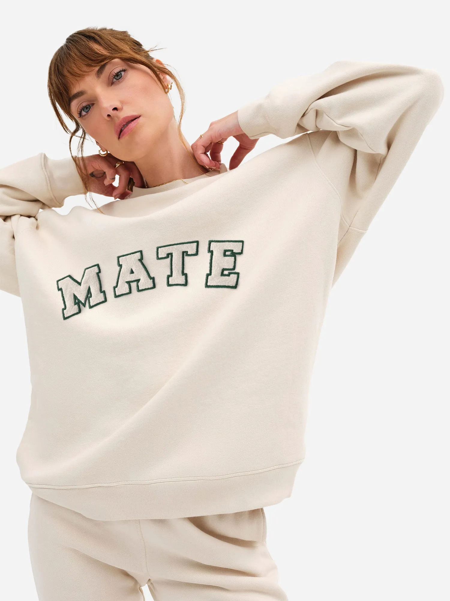 Organic Fleece Embroidered Oversized Sweatshirt sold by MATE the Label product image thumbnail 3