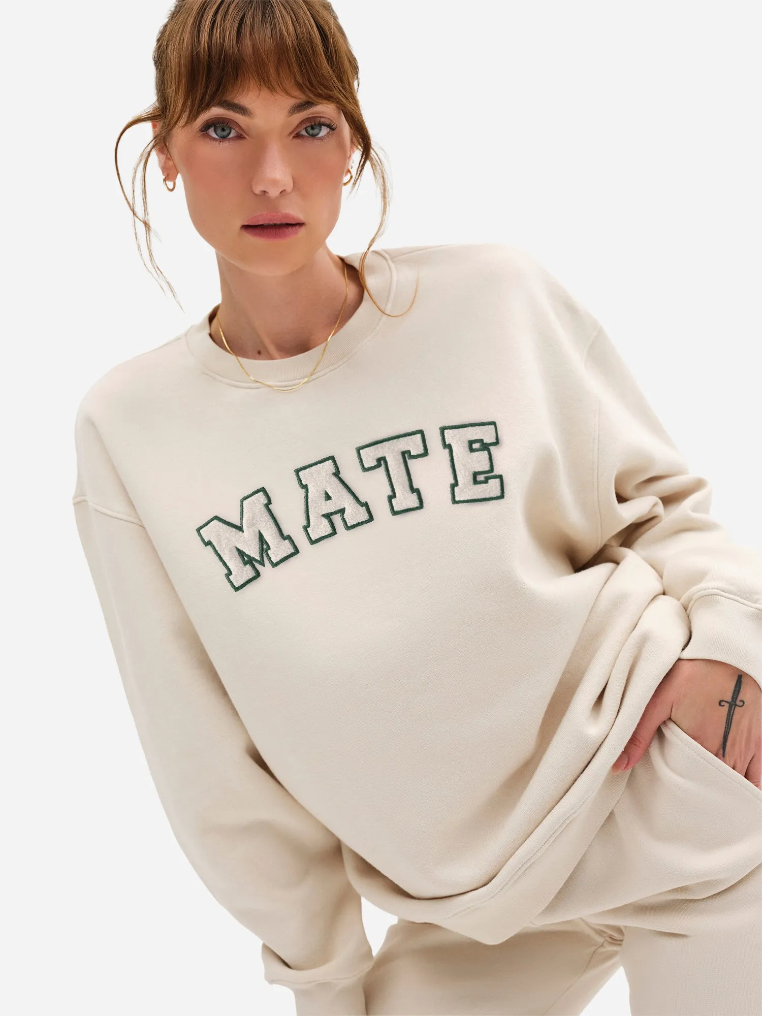 Organic Fleece Embroidered Oversized Sweatshirt sold by MATE the Label product image thumbnail 2
