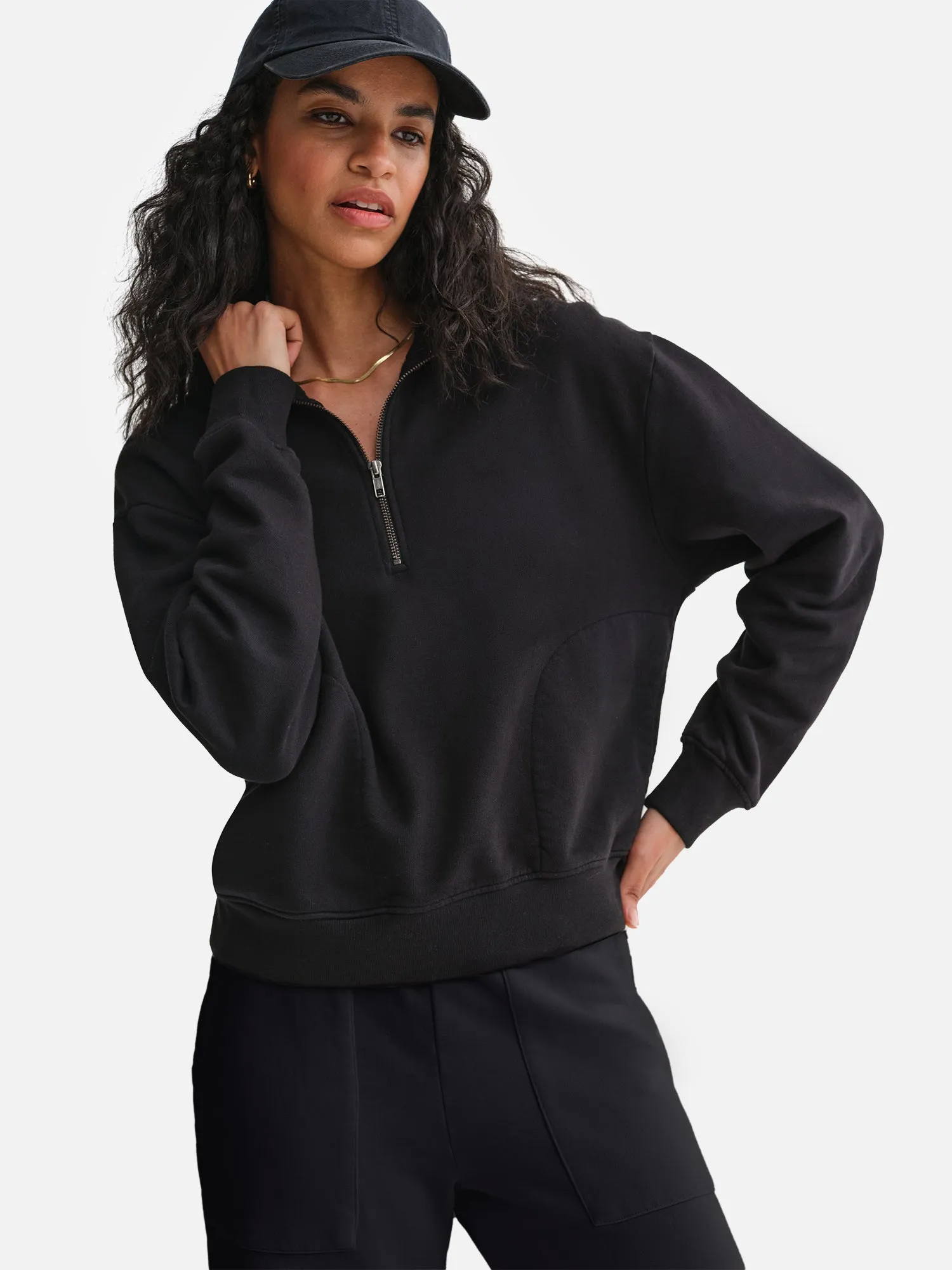Organic Fleece Quarter Zip Sweatshirt sold by MATE the Label product image thumbnail 3