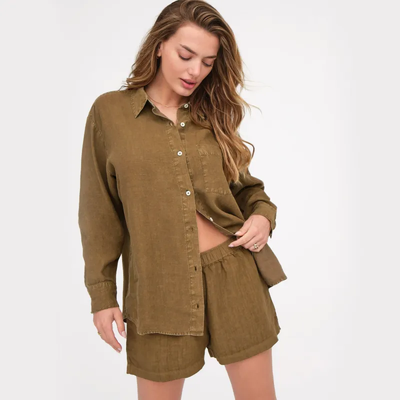 Organic Linen Oversized Button Down sold by MATE the Label