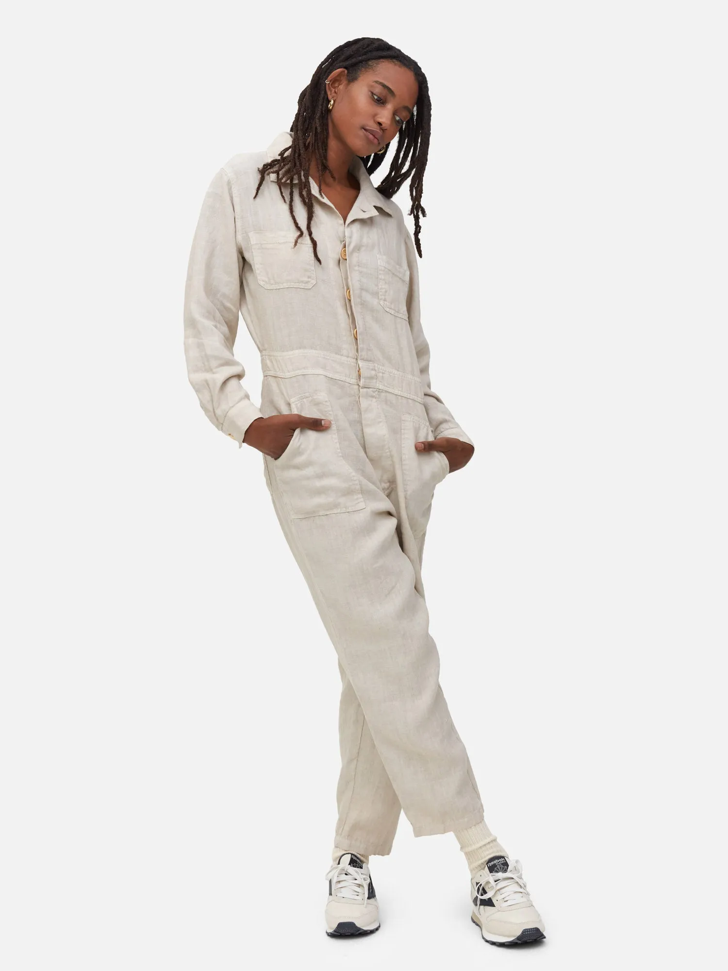 Linen Long Sleeve Jumpsuit sold by MATE the Label product image thumbnail 2