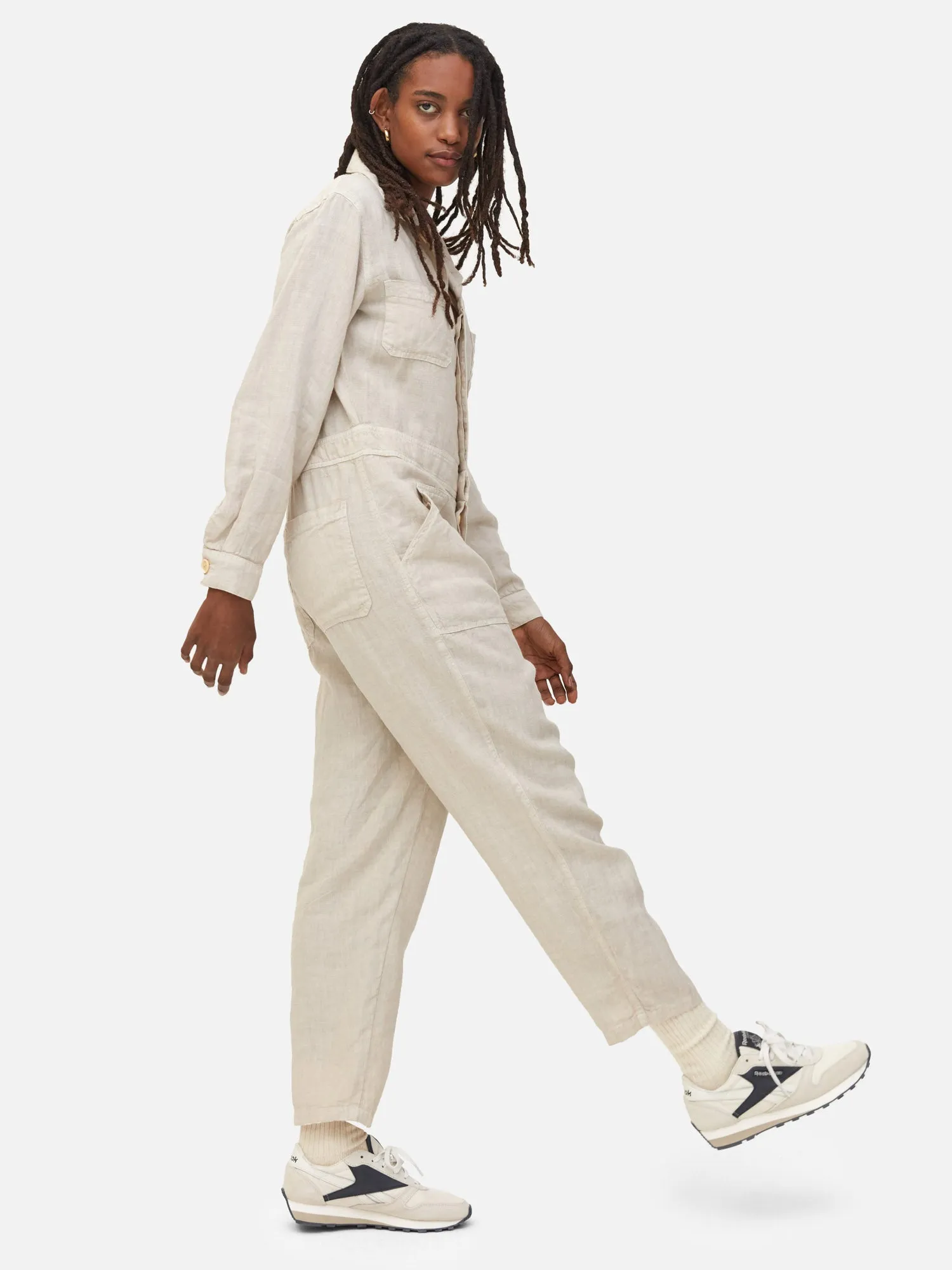 Linen Long Sleeve Jumpsuit sold by MATE the Label product image thumbnail 3