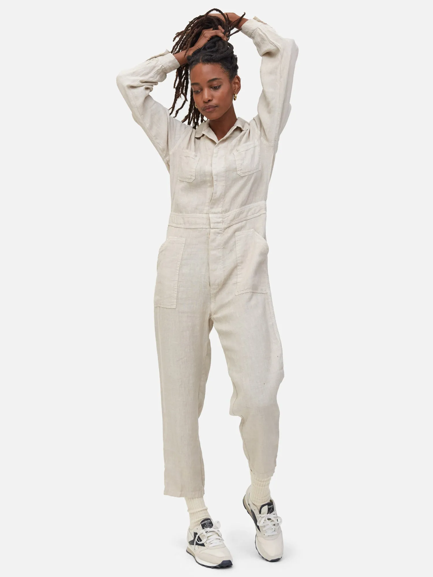 Linen Long Sleeve Jumpsuit sold by MATE the Label product image thumbnail 4