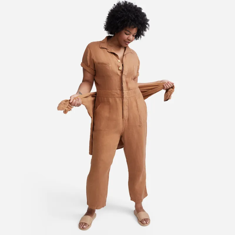 Linen Short Sleeve Jumpsuit sold by MATE the Label