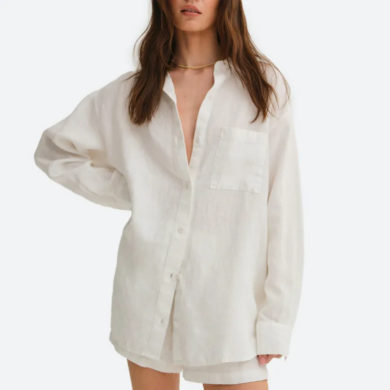 Organic Linen Oversized Button Down sold by MATE the Label