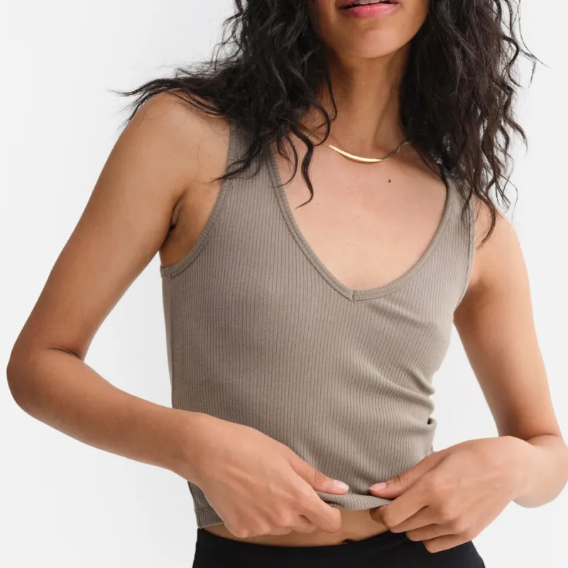 Tencel Rib Crop V-Tank sold by MATE the Label