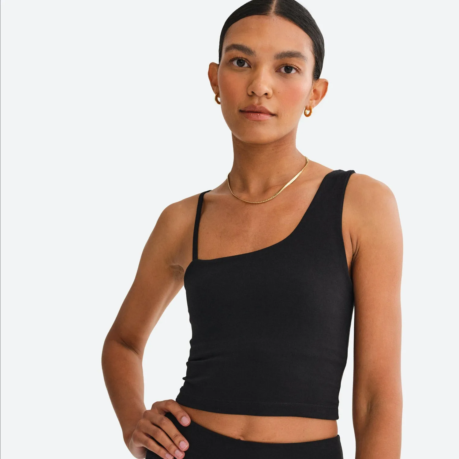 Organic Stretch One Shoulder Tank sold by MATE the Label