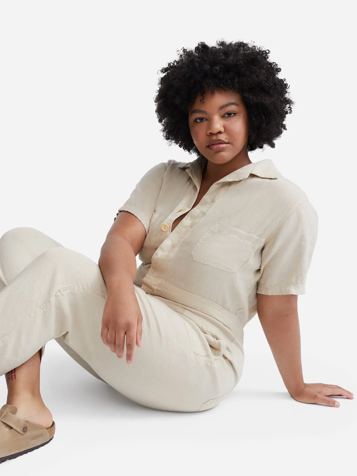 Linen Short Sleeve Jumpsuit | Parallel