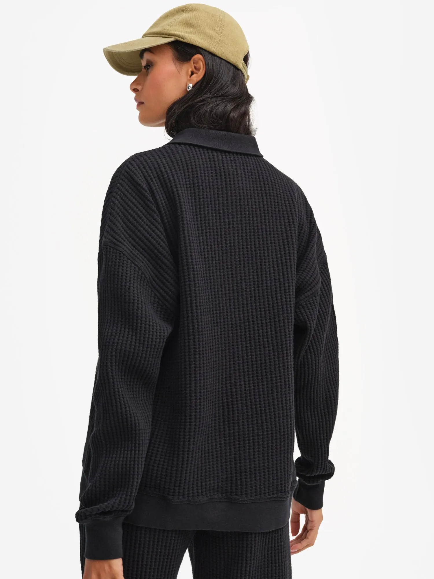 Organic Waffle Collared Half-Zip Sweatshirt sold by MATE the Label product image thumbnail 5