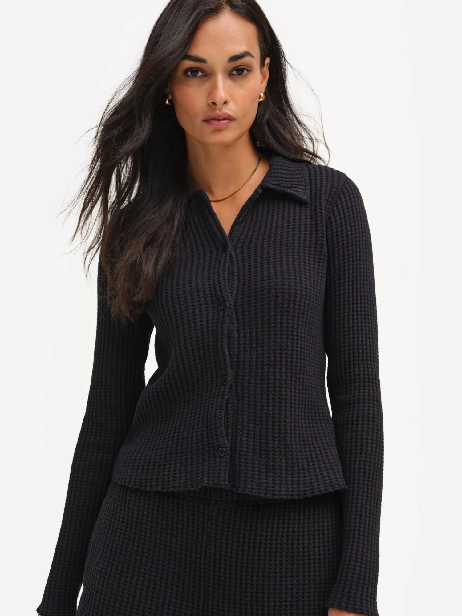 Organic Waffle Button Cardigan sold by MATE the Label product image thumbnail 4