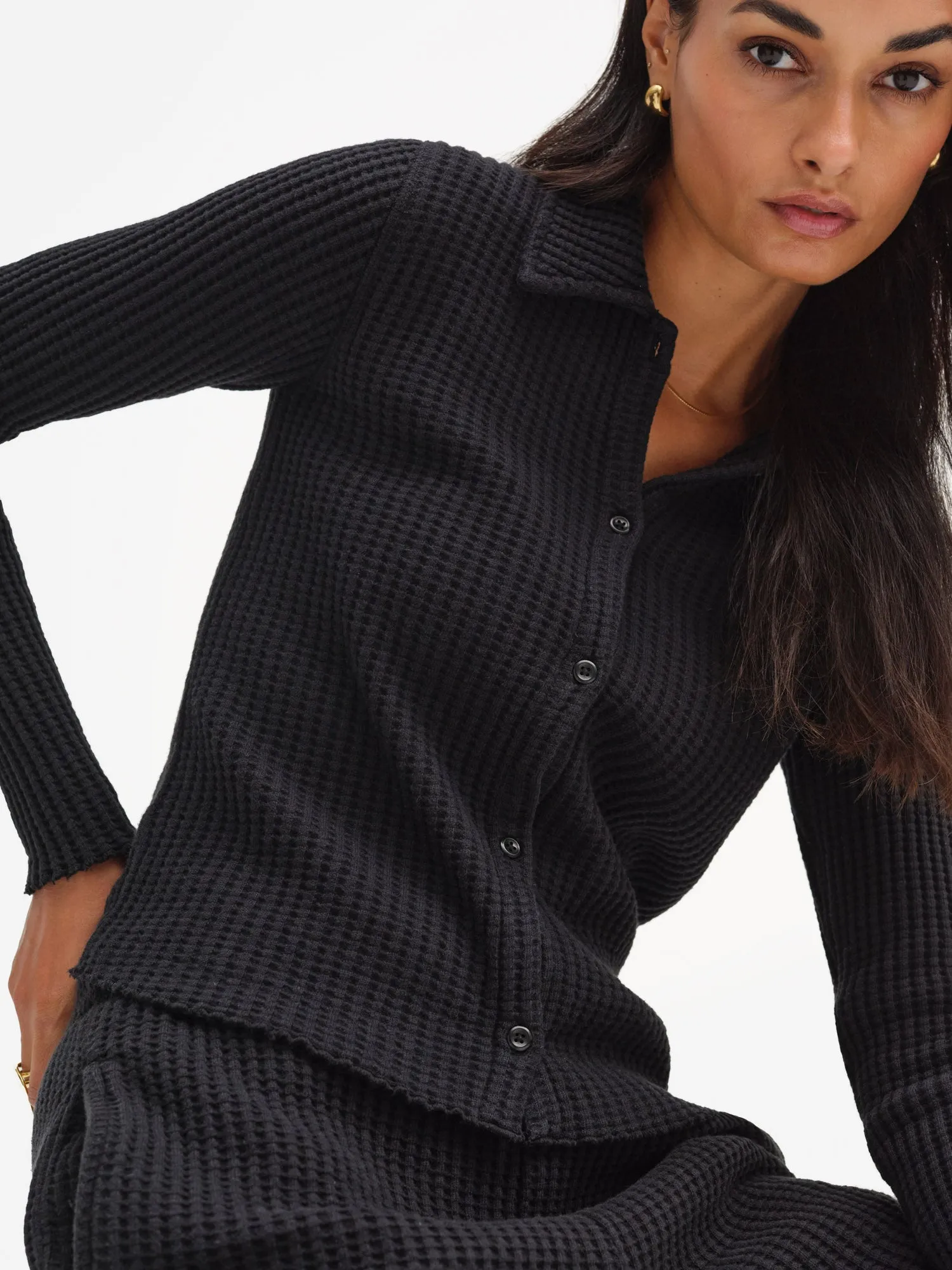 Organic Waffle Button Cardigan sold by MATE the Label product image thumbnail 2