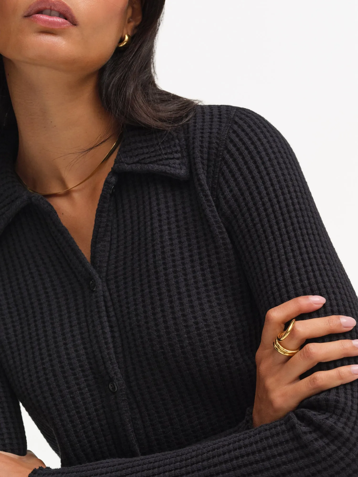 Organic Waffle Button Cardigan sold by MATE the Label product image thumbnail 3